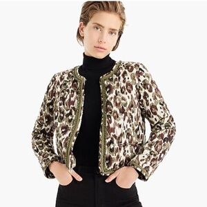 J. Crew Quilted Lady Jacket in Autumn Cheetah